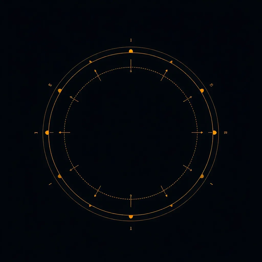 A minimalist diagram of a circular process, clean lines, tec